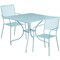 Emma and Oliver Commercial Grade 35.5" Square Metal Garden Patio Table Set, 2 Square Back Chairs